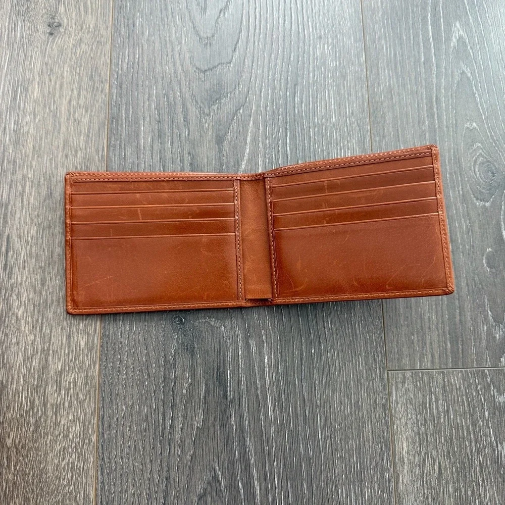 Coach Brown Leather Mens Bifold Wallet Genuine Leather Minimalist Quiet Luxury